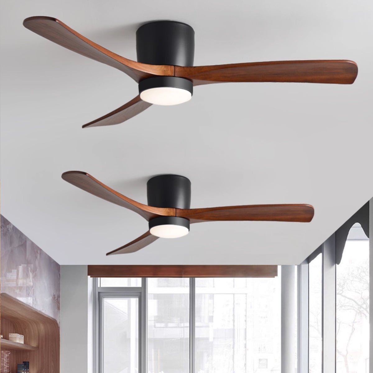 Stropní ventilátor se svítidlem Isben a dřevěnými lopatkami | Ventumra