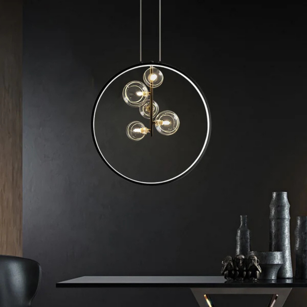 Neriva | Minimal Black Pendant Lamp With Glass Globe