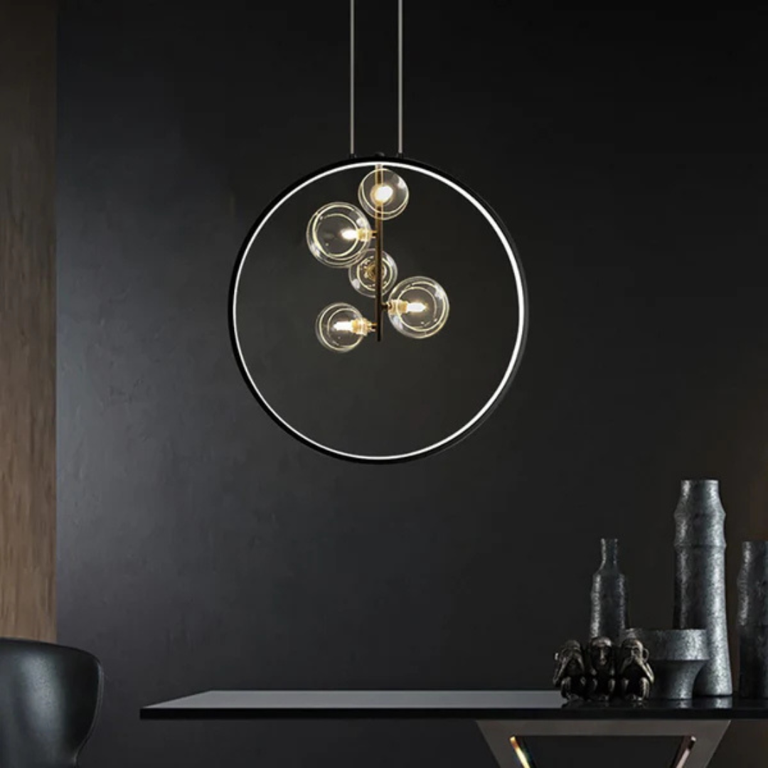 Neriva | Minimal Black Pendant Lamp With Glass Globe