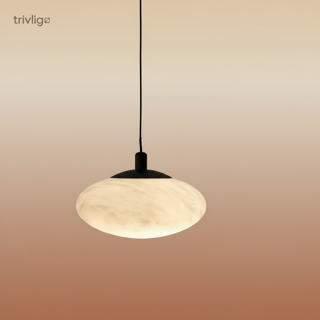 Velora Mini Mushroom Pendant Lamp With Alabaster Look