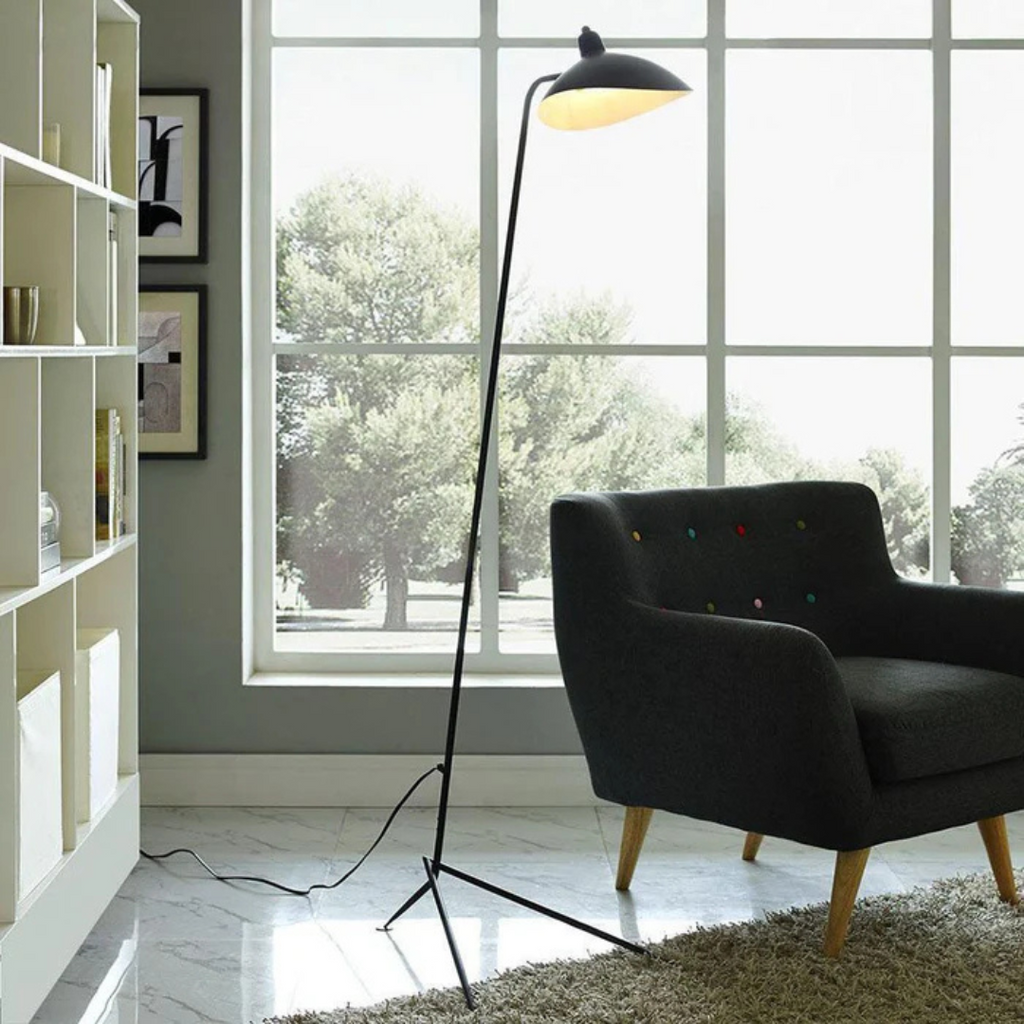 Tavona | Minimalist Black Floor Lamp With Adjustable Arms