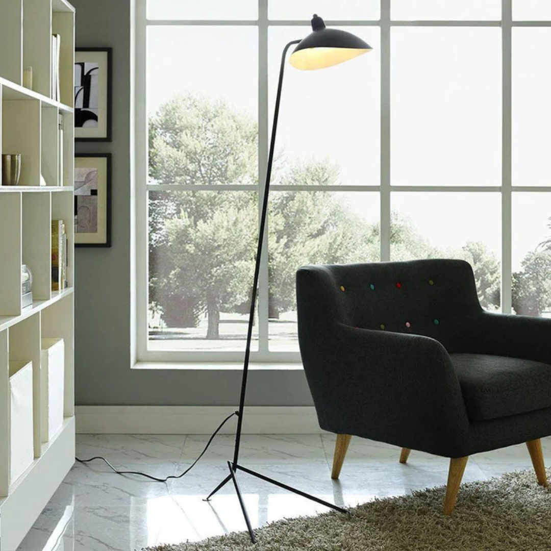 Tavona | Minimalist Black Floor Lamp With Adjustable Arms