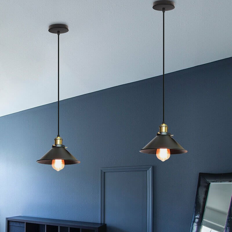 Elora Brass Cone Pendant Light in Vintage Industrial Style