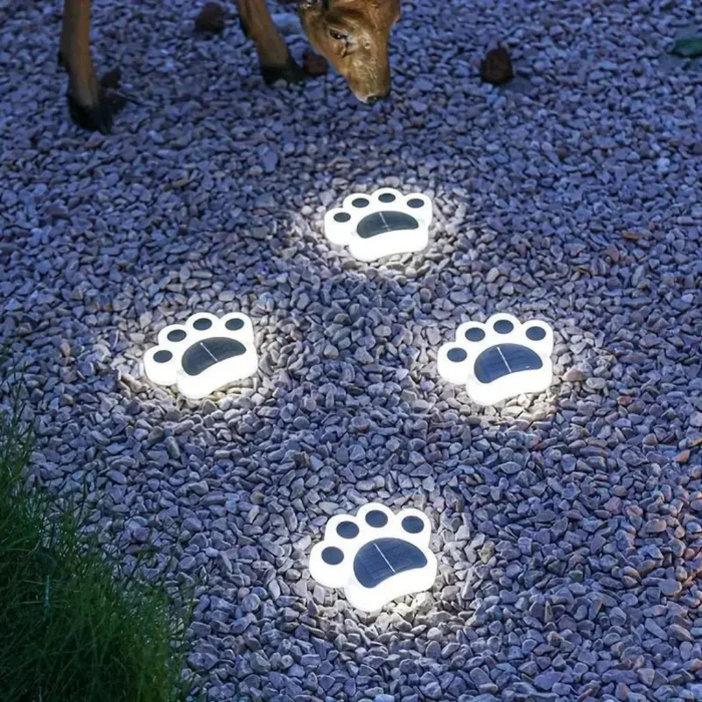 Solara Paw Print Solar Garden Lamp With Self Charging Panel