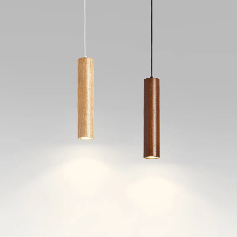 Muto Cylindrical Wood Pendant Light, for Bedroom & Kitchen Island | ventumra