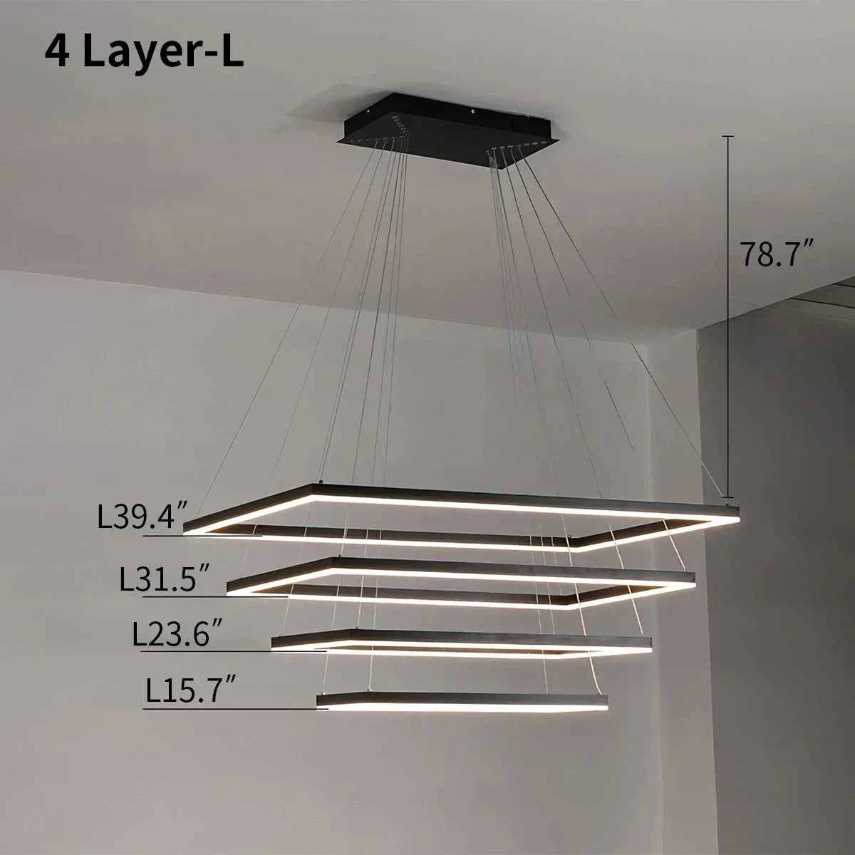 Modern Black Tiered Rectangular Chandelier For Contemporary Interiors | Ventumra