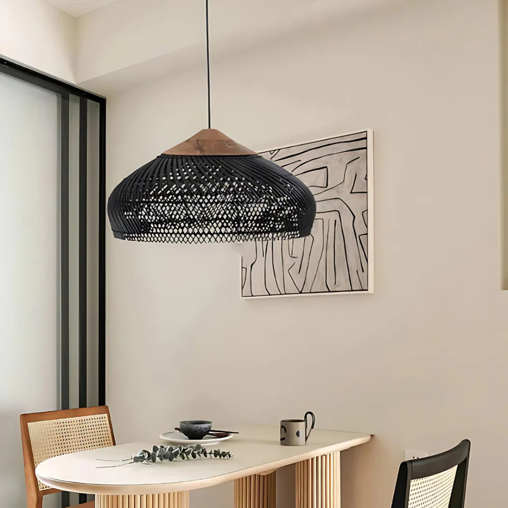 Aurelle Hand-Woven Rattan Boho Pendant Ceiling Light