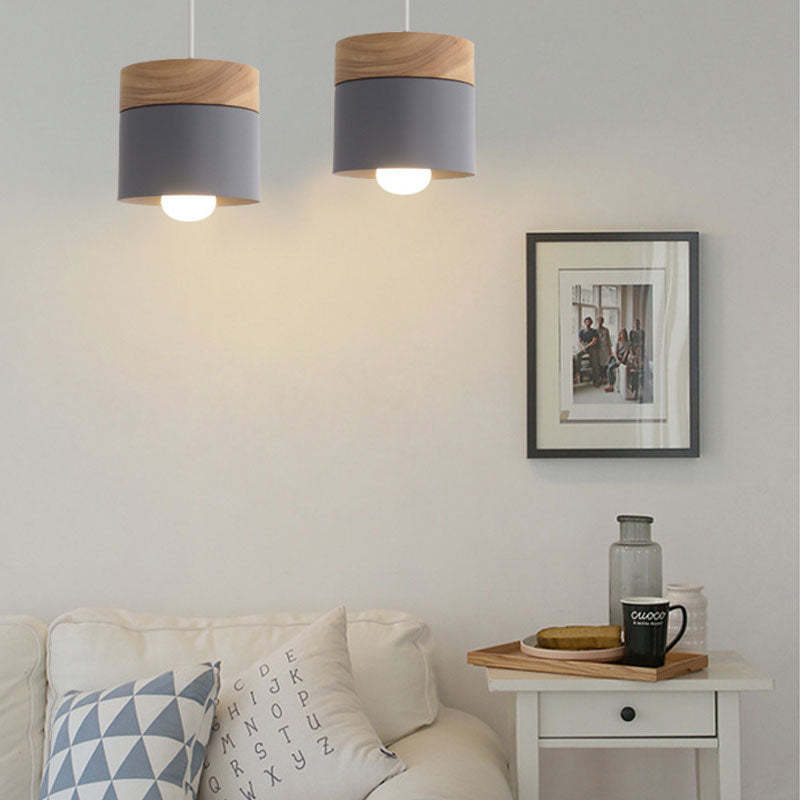 Valentina Modern Can Shape Metal/Wood Pendant Light | ventumra