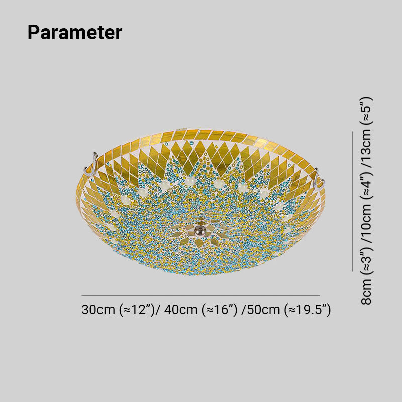 Tiffany Modern Mediterranean Glass Flush Mount Ceiling Light Blue/Yellow/White | ventumra
