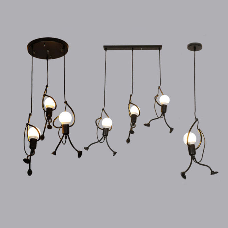 Miro Retro Modern Iron Man Pendant Light, Black | ventumra