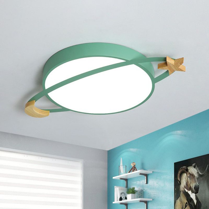 Arisha Modern Round Flush Mount Ceiling Light, Grey/White/Green | ventumra