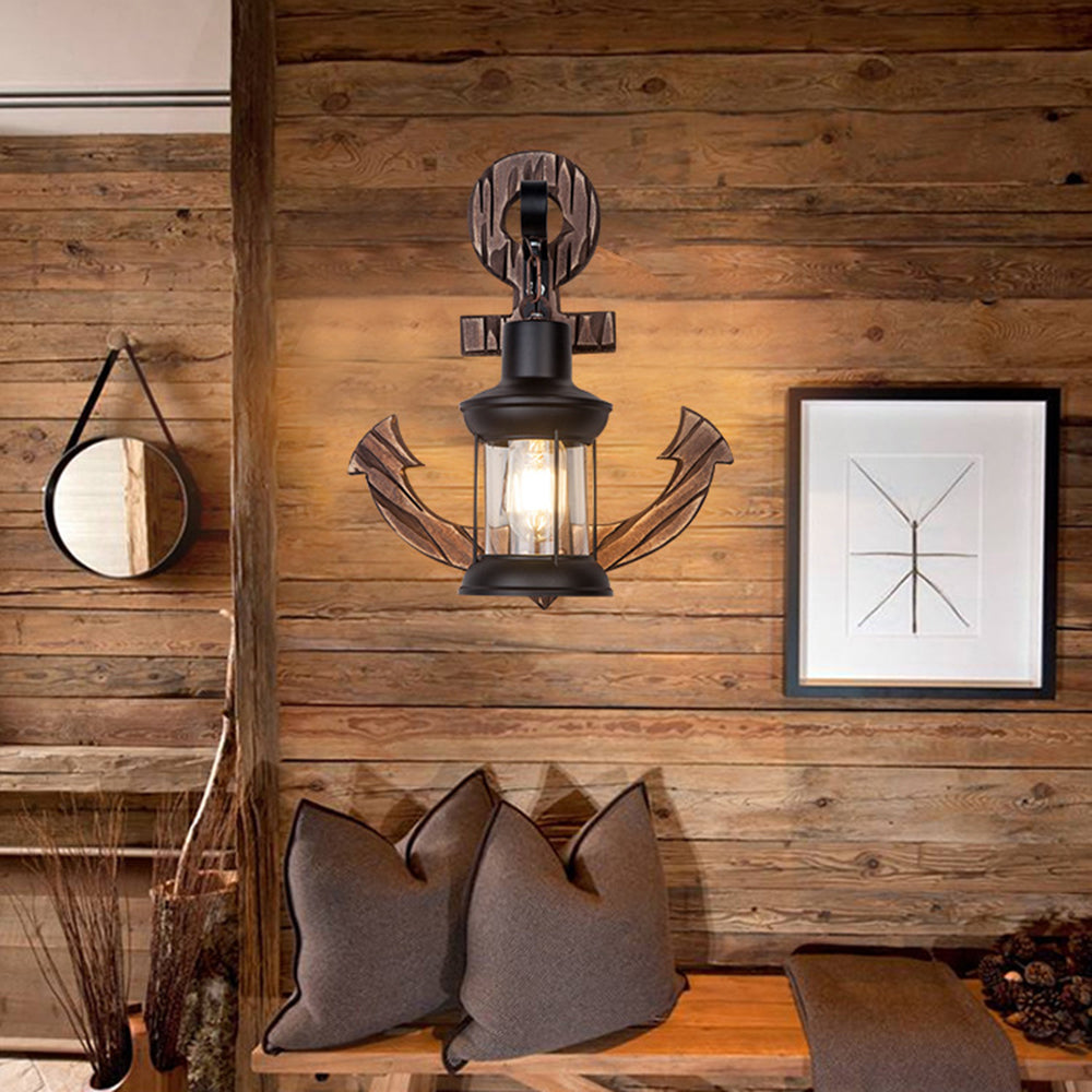 Epoch Anchor Lantern Wall Lamp, Vintage/Antique, Wood, Bedroom | ventumra