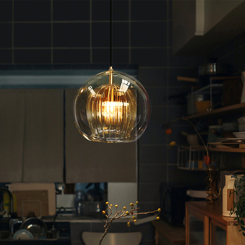June Glass Globe Pendant Light Clear &Amber - Neutralighting