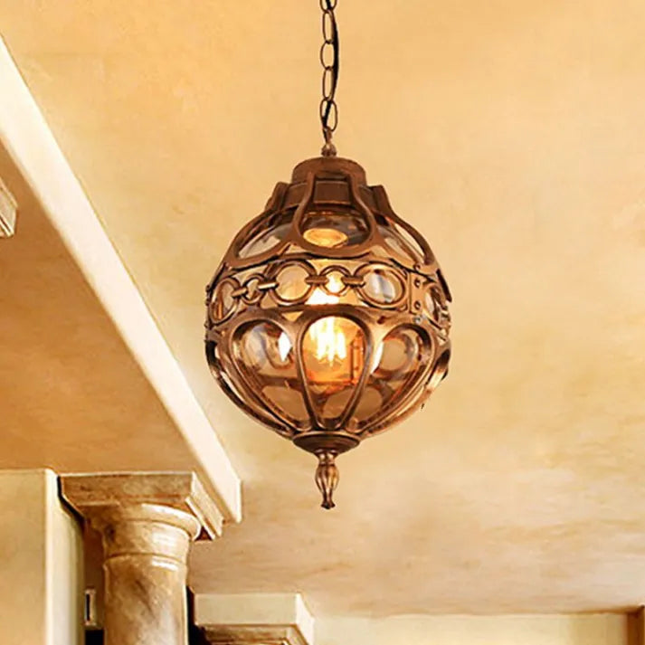 Silva Loft Sphere Vintage Farmhouse Rustic Pendant Light Black/Bronze Dining Room | ventumra