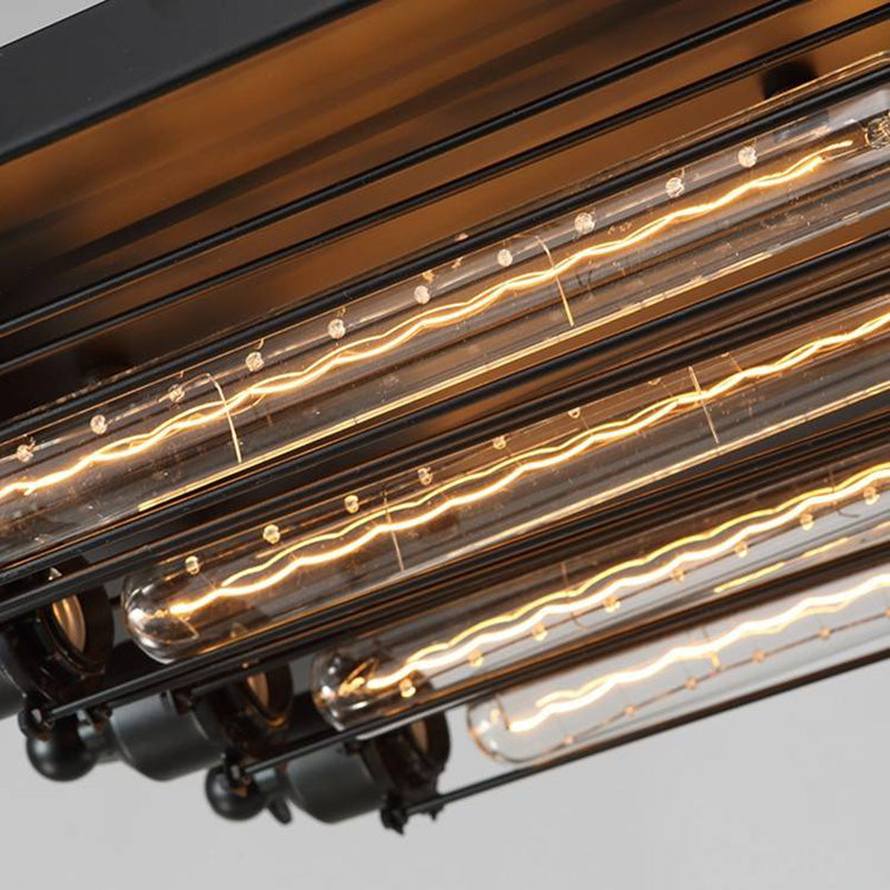 Austin Vintage Tubed Metal Flush Mount Ceiling Light, Black, Living Room | ventumra