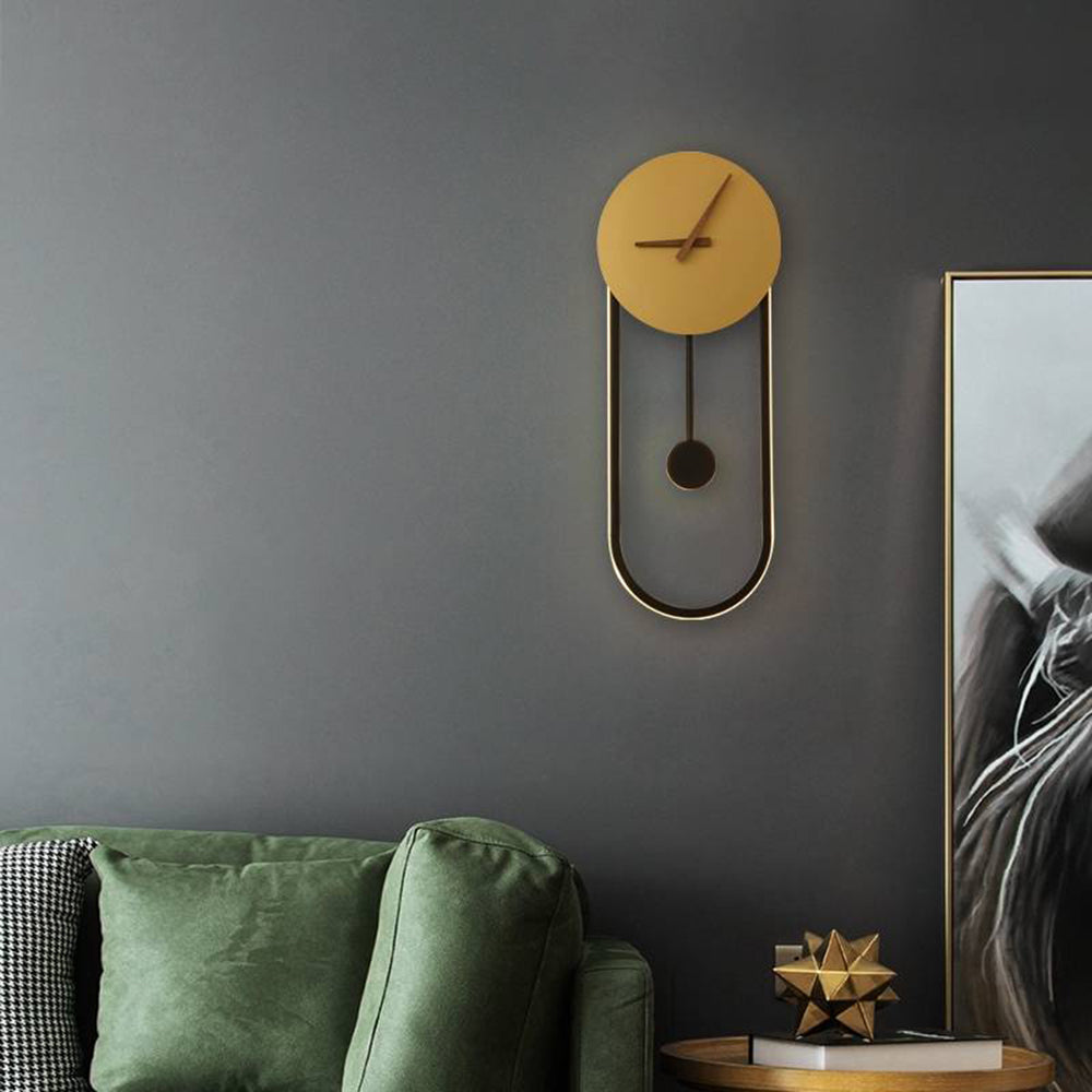 Arisha Nordic Clock Wall Lamp, Gold & Black | ventumra