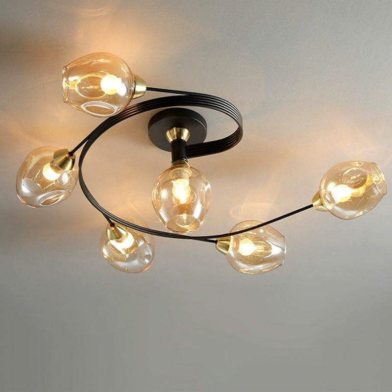 Valentina Flush Mount Ceiling Light, Glass, Black/Gold, Dining Room - Neutralighting