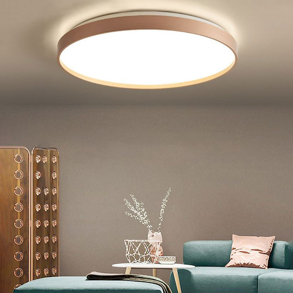 Arisha Minimalist Round Metal/ Flush Mount Ceiling Light, White/Coffee/Grey/Gold | ventumra