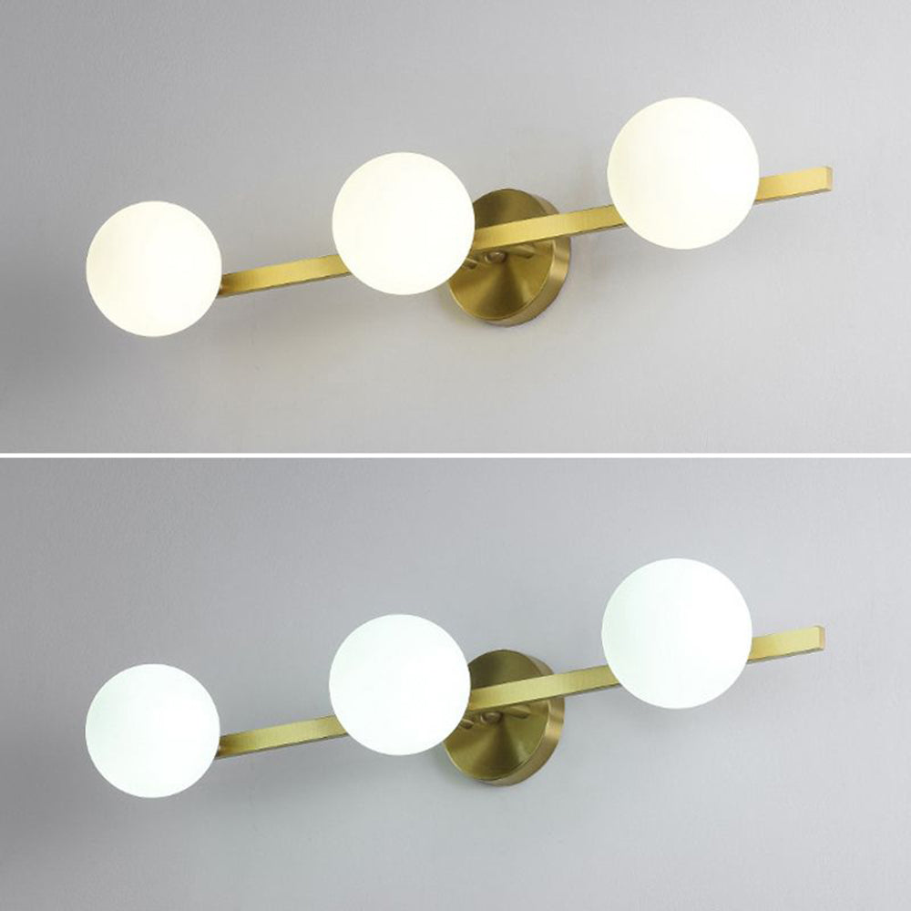 Valentina Retro Globe Linear Metal/Glass Wall Lamp, Gold, Bathroom | ventumra