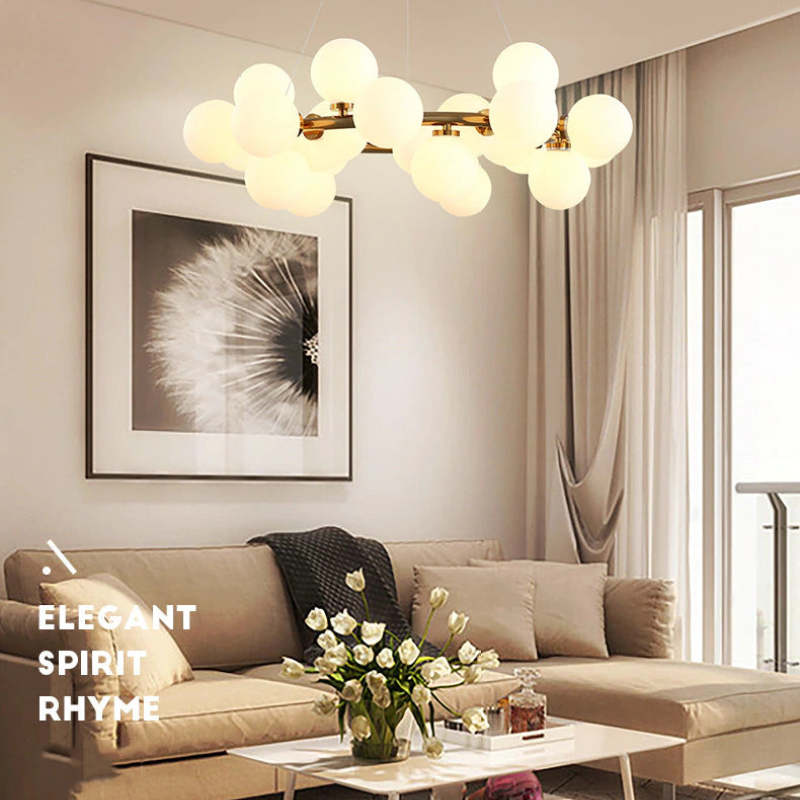 Valentina Bass Glass Bubble Golden Chandelier | ventumra