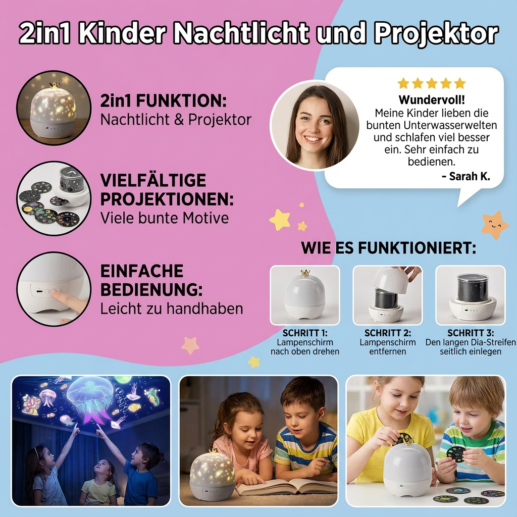 2-in-1 Kids' Night Light & Soothing Dream Projector