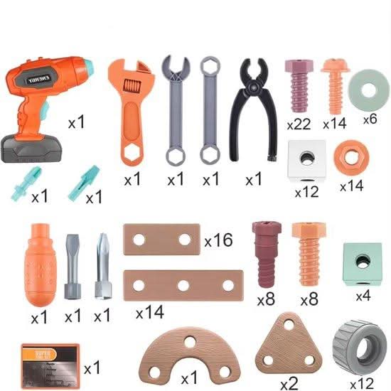 Ensemble d’outils CraftSmith de 100 pièces — Petite quincaillerie sûre, dès 3 ans