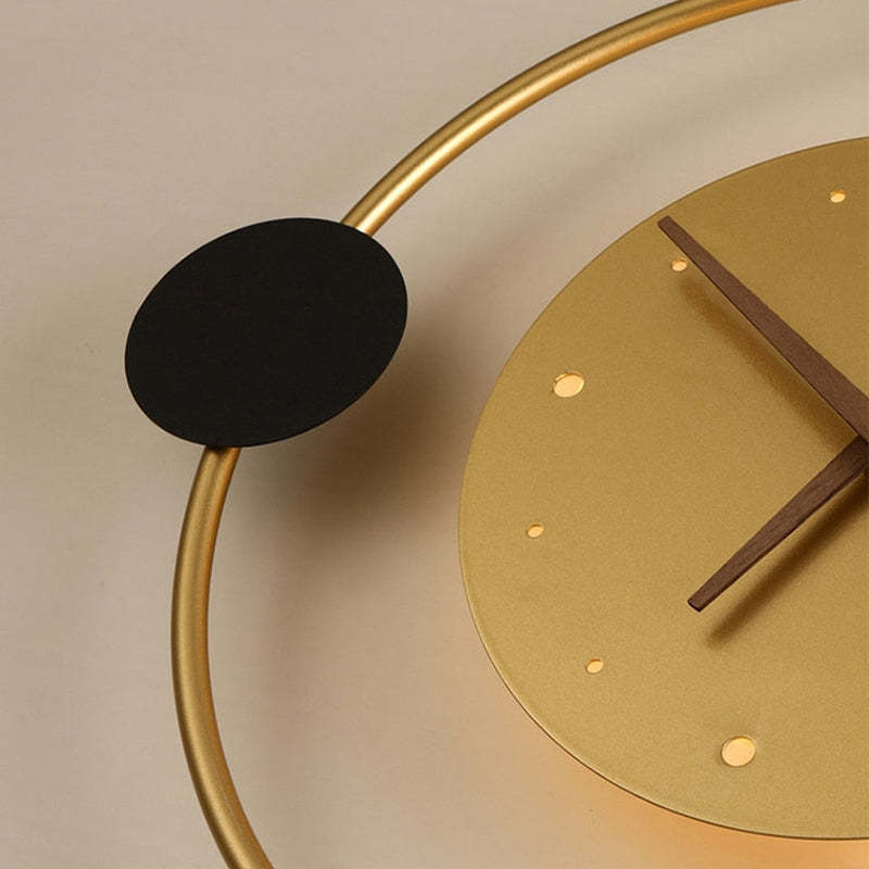 Arisha Wall Lamp Clock, Black & Gold | ventumra