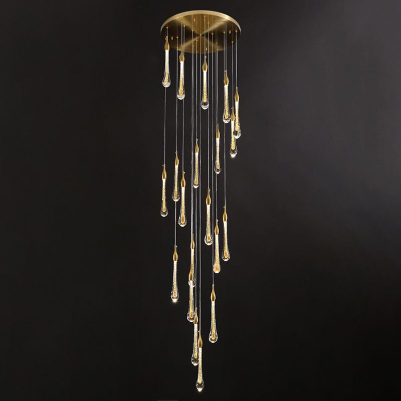 Valentina Modern Teardrop Crystal Chandelier, Gold | ventumra