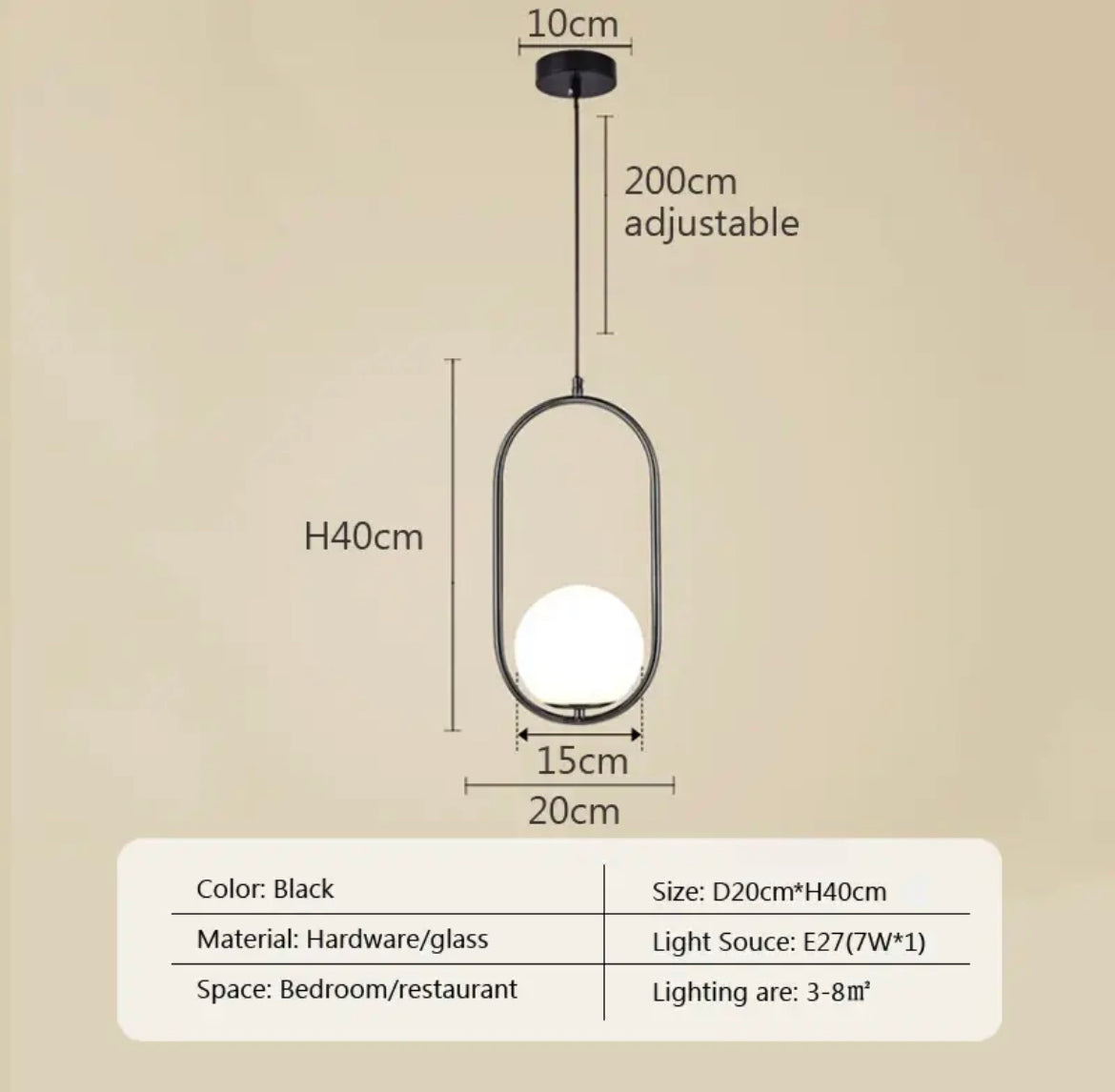 LumoSphere Pendant Light With Opal Glass Sphere Diffuser