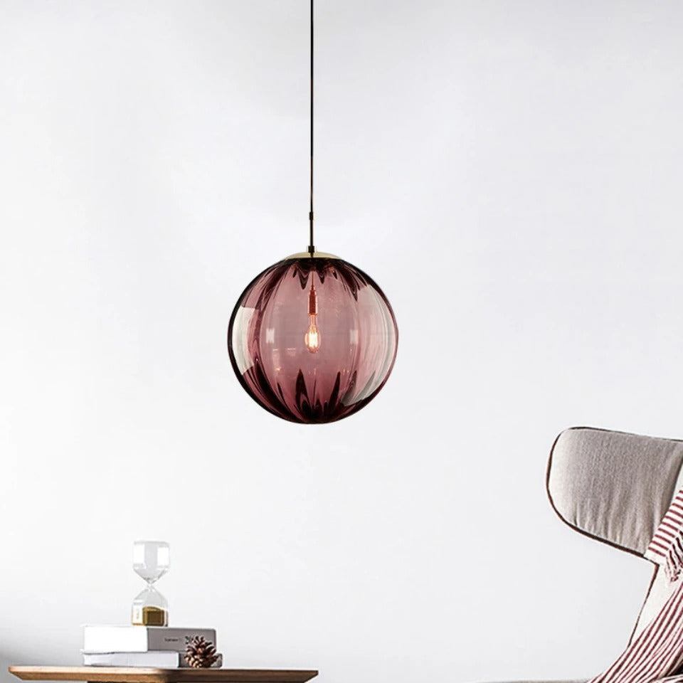 LumenGlass Pendant Light with Glass Ball Shade Four Colors
