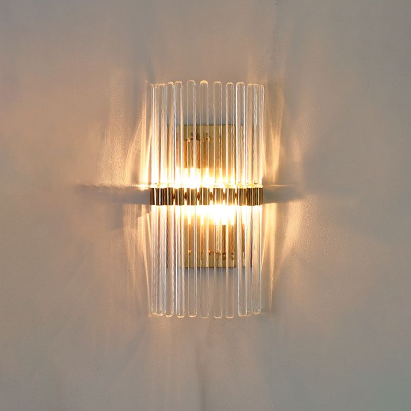 Ray Modern Cylindrical Metal/Crystal Wall Lamp, Gold | ventumra