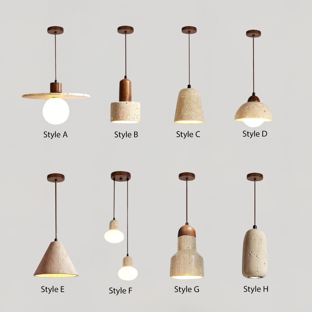 Ardent Travertine Cement Pendant Light With Wabi Studio Style