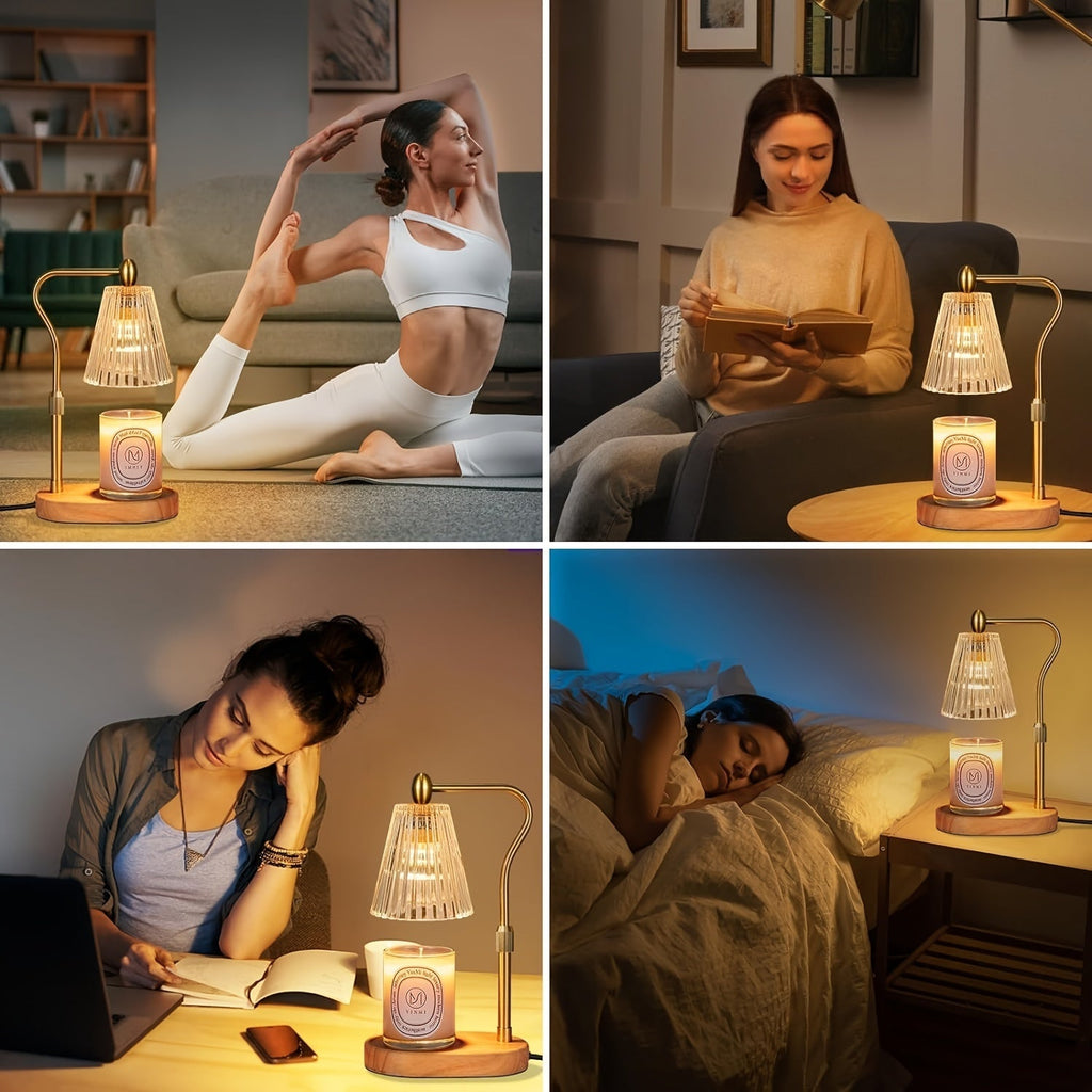Cozy Warming Candle Lamp With Adjustable Height And Timer