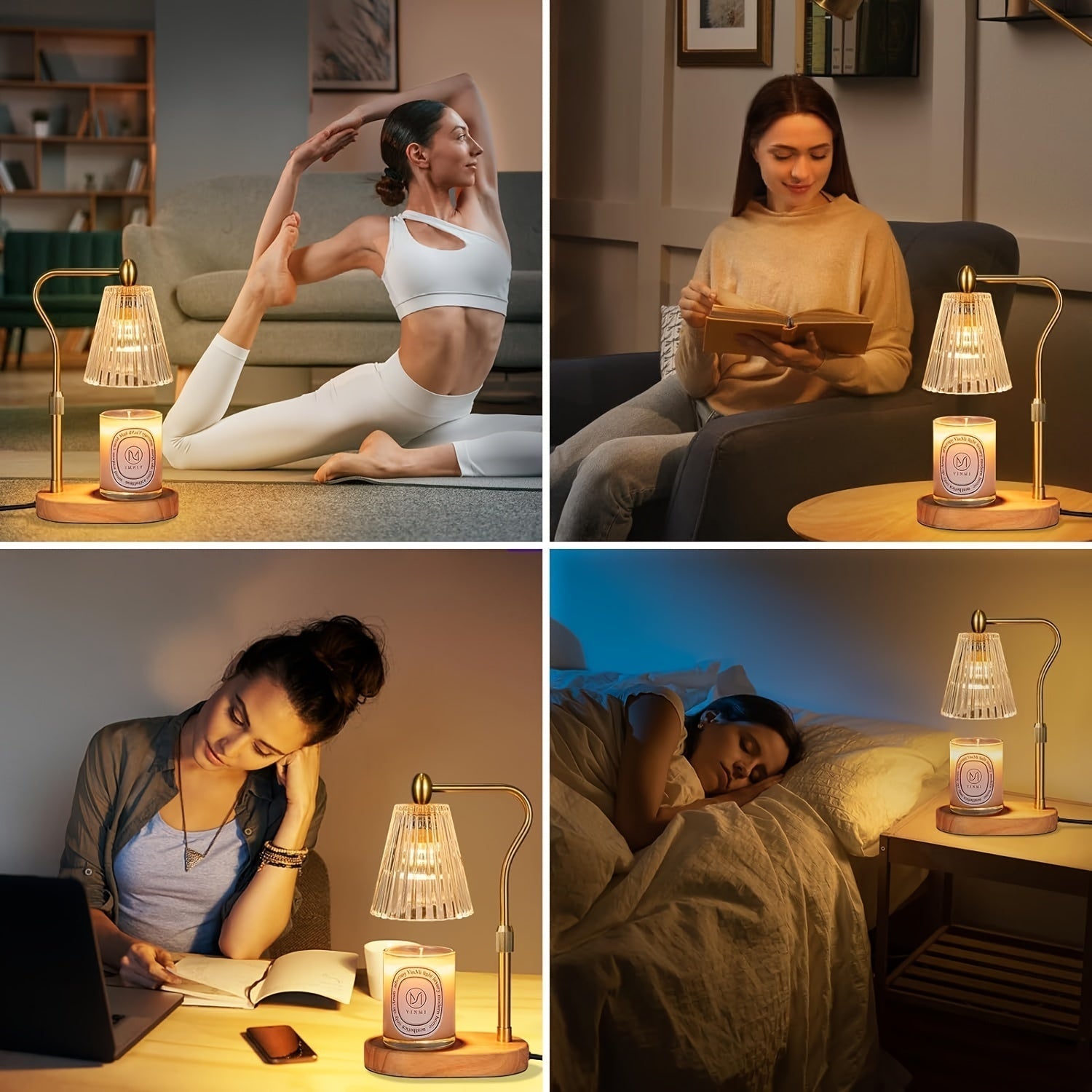 Cozy Warming Candle Lamp With Adjustable Height And Timer