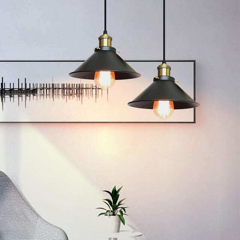 Elora Brass Cone Pendant Light in Vintage Industrial Style
