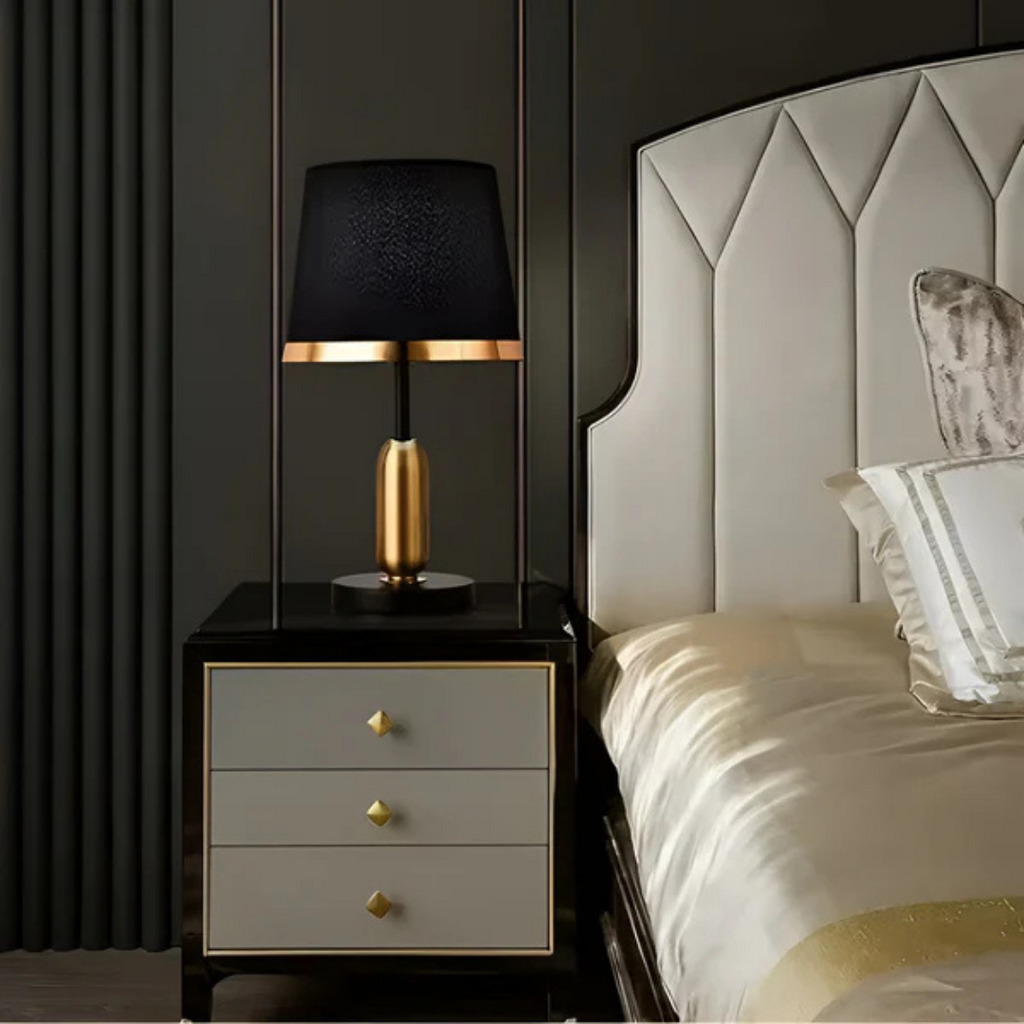 Merrow Modern Black Fabric Shade Table Lamp For Bedside Use