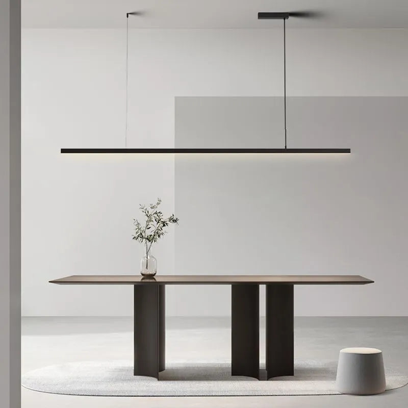 Arisha Minimalist Linear Metal Pendant Light, White/Black | ventumra