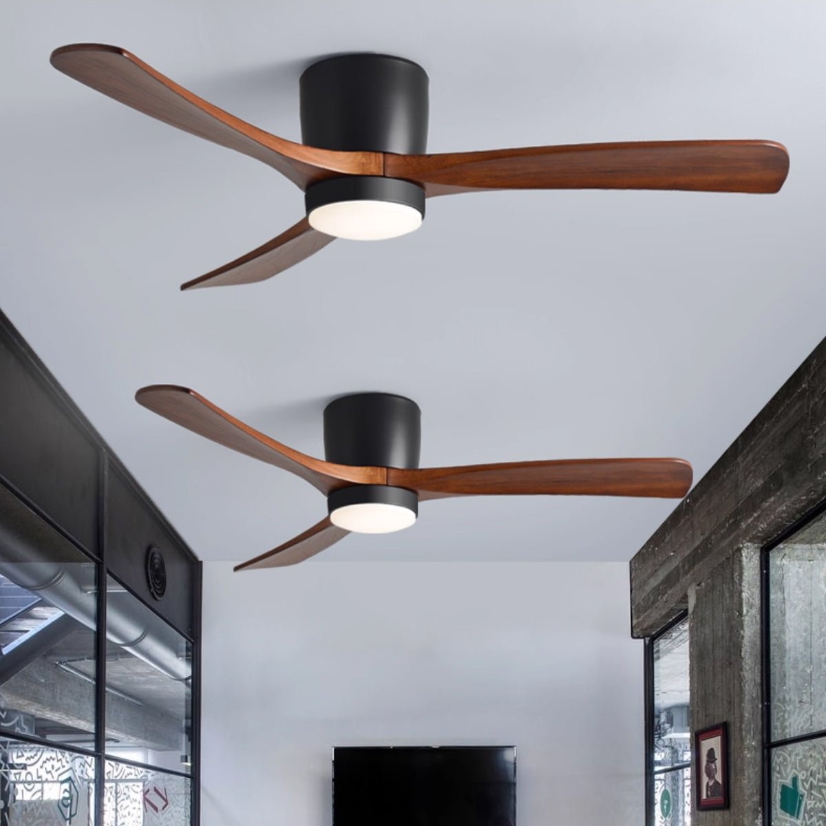 Stropní ventilátor se svítidlem Isben a dřevěnými lopatkami | Ventumra