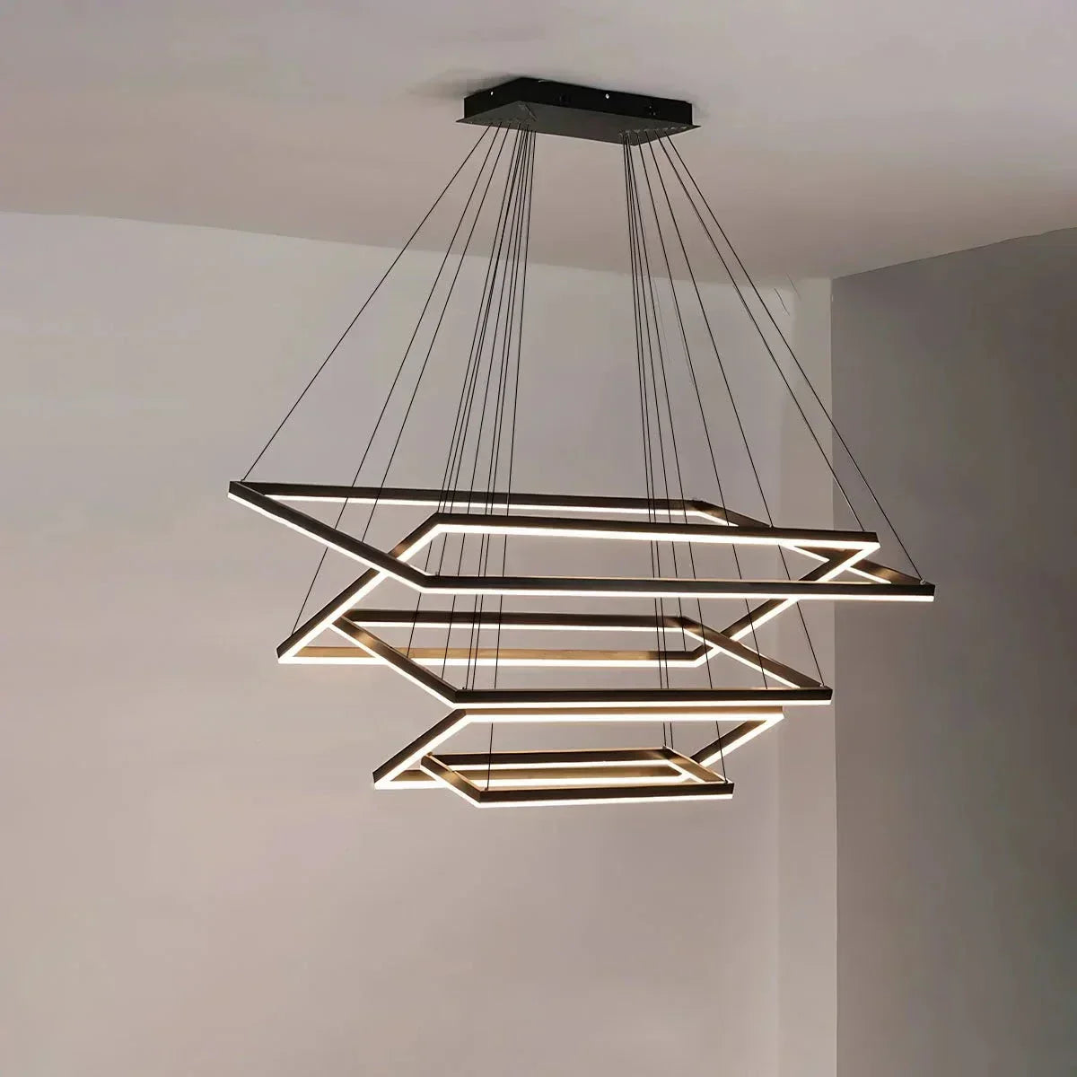 Modern Black Tiered Rectangular Chandelier For Contemporary Interiors | Ventumra