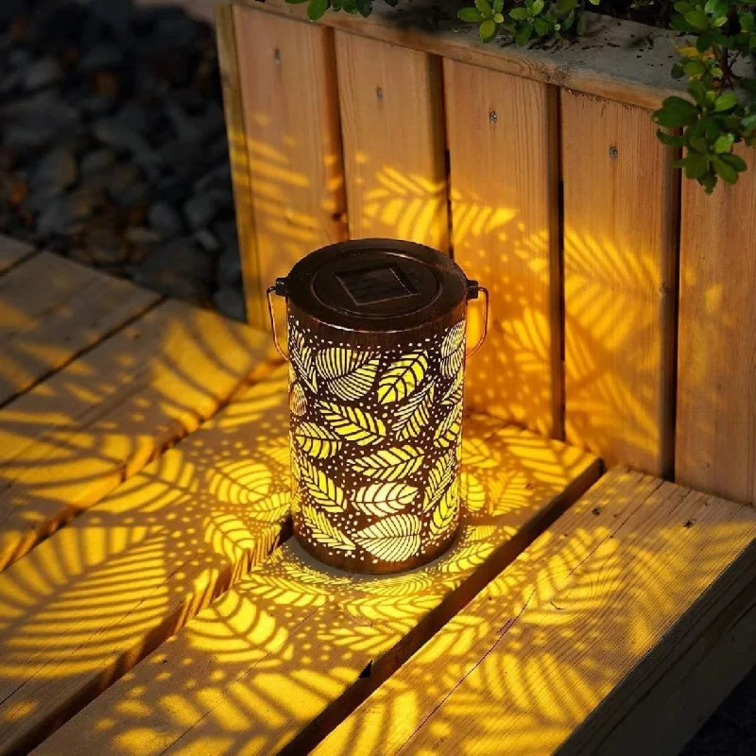 Aurelle Leaf Motif Solar Outdoor Lamp For Garden Lighting