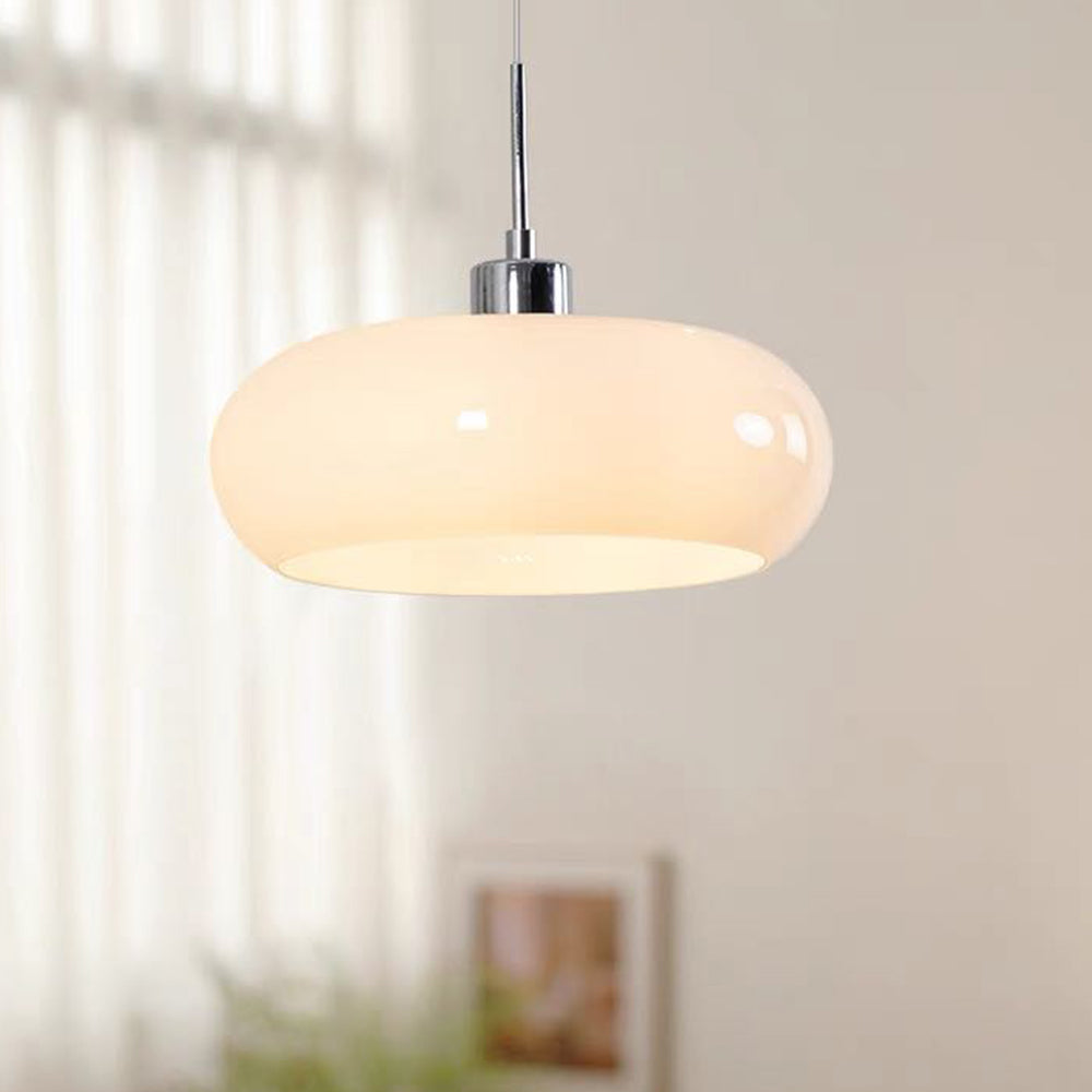 Novae Bread-Shape Glass Pendant Light in Orange and White