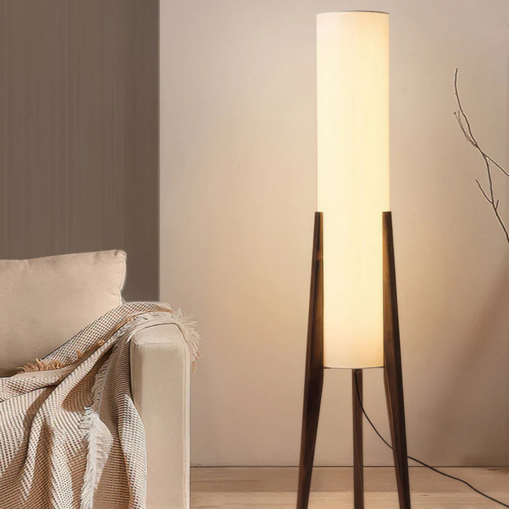 Brinwood Wooden Floor Lamp For Living Room, Natural Tone