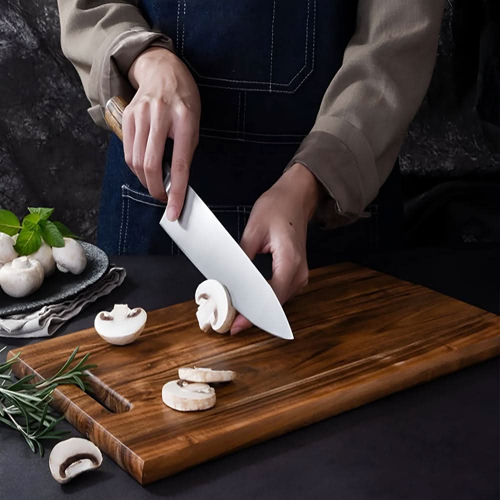 TerraSlice Acacia Wood Chopping Board — Sustainable Build, Stylish Elevated Rim