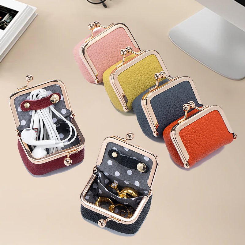 LuxeBox Mini-smykkeskrin — ekte skinn, gullspenne
