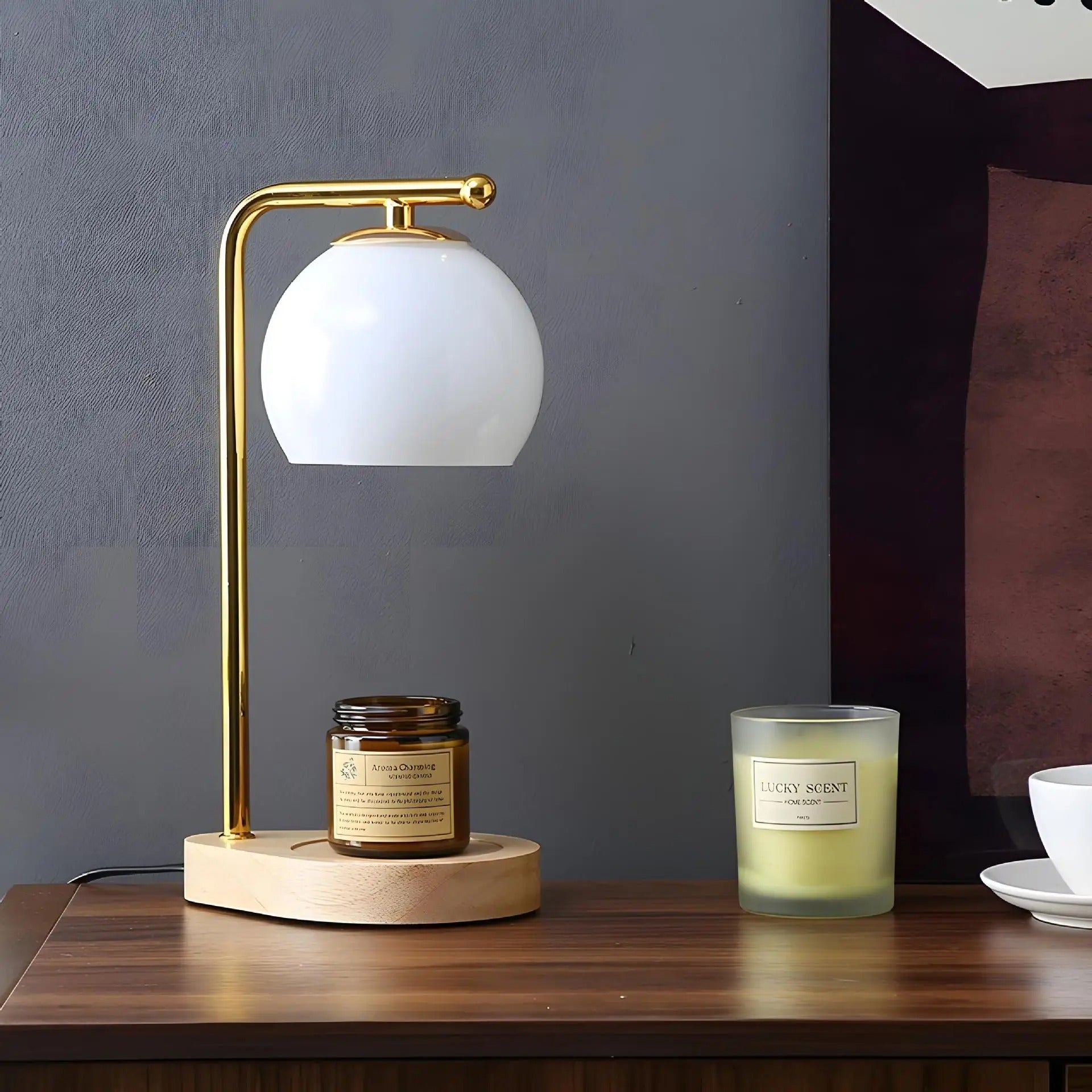LumaCrest Table Lamp and Candle Warmer with Ambient Glow