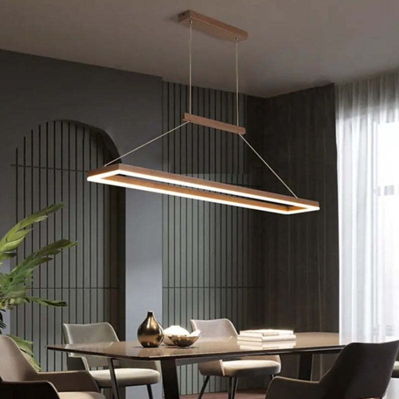 Gloen Modern Rectangular Hanging Pendant Light, Gold/Coffee | ventumra