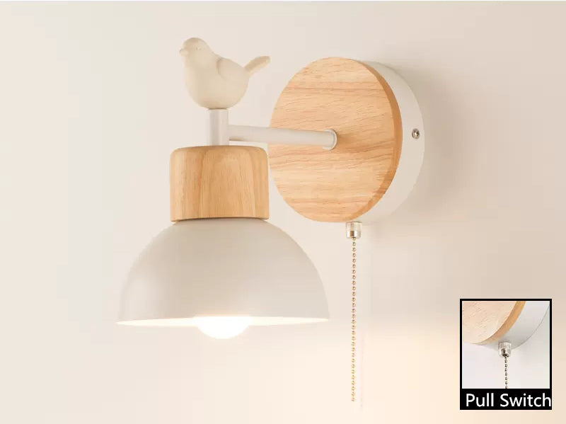 Ornwood Nordic Wooden Bird Wall Lamp With Adjustable LED Arm