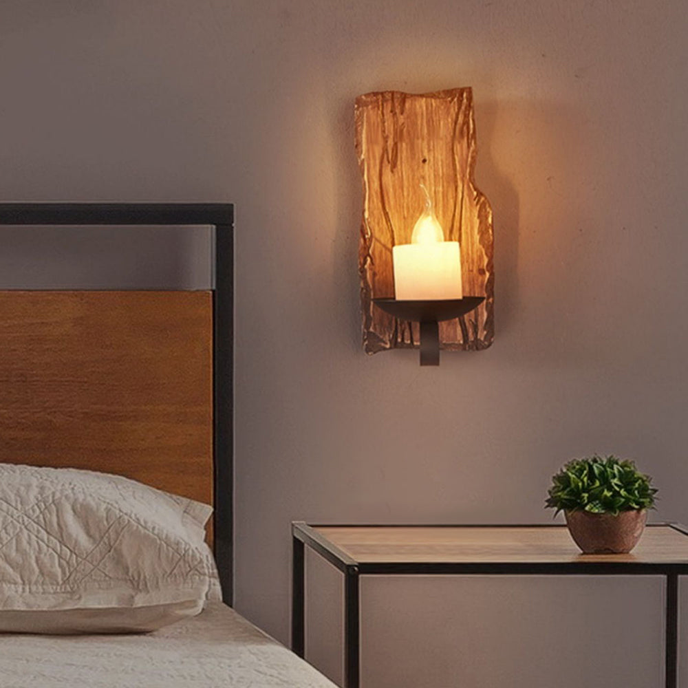 Epoch Wall Lamp Rectangular Vintage, Wood/Metal, Bedroom | ventumra