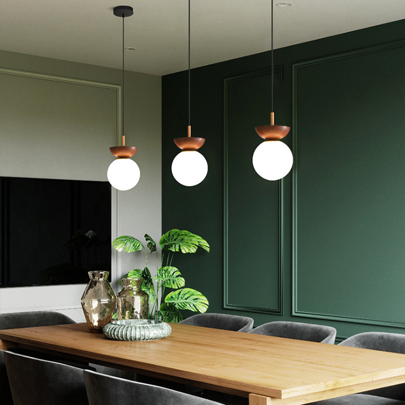Valentina Nordic Japanese Glob LED Ceiling/Pendant Light Metal Glass Bedroom, Burlywood | ventumra