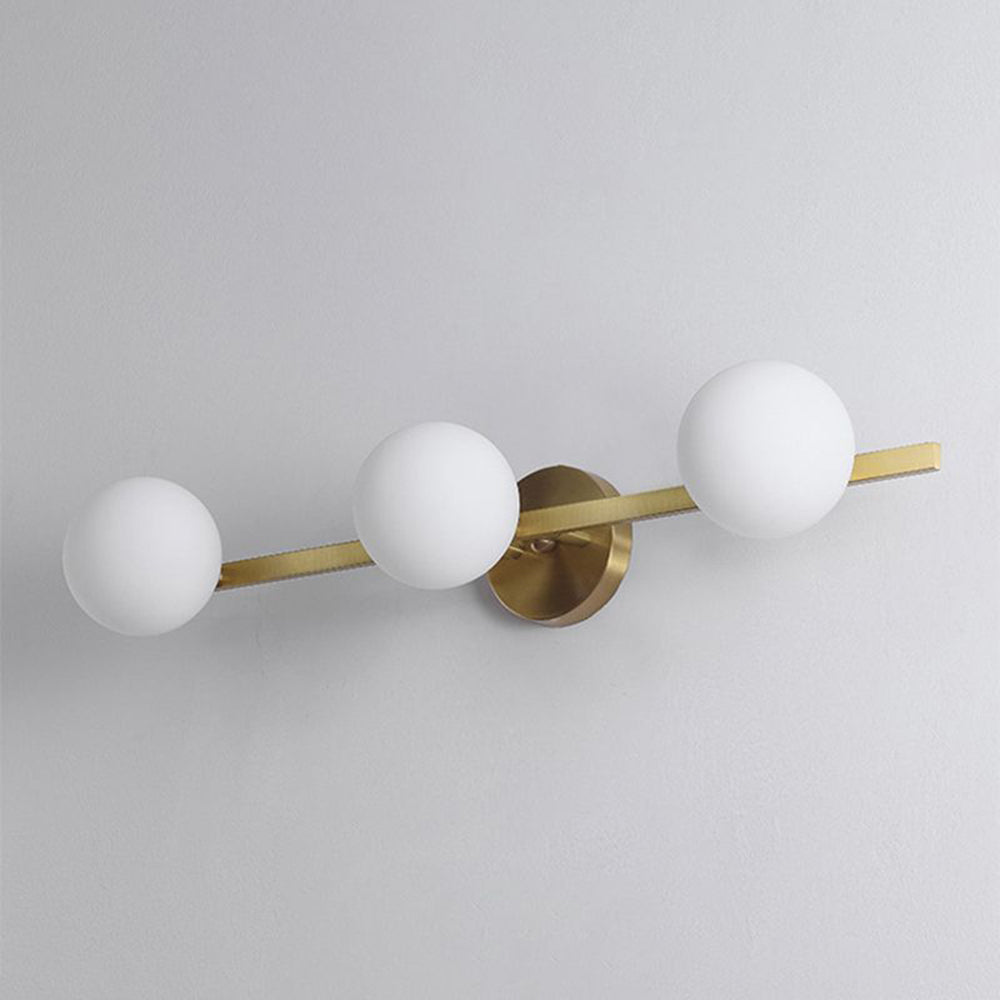 Valentina Retro Globe Linear Metal/Glass Wall Lamp, Gold, Bathroom | ventumra